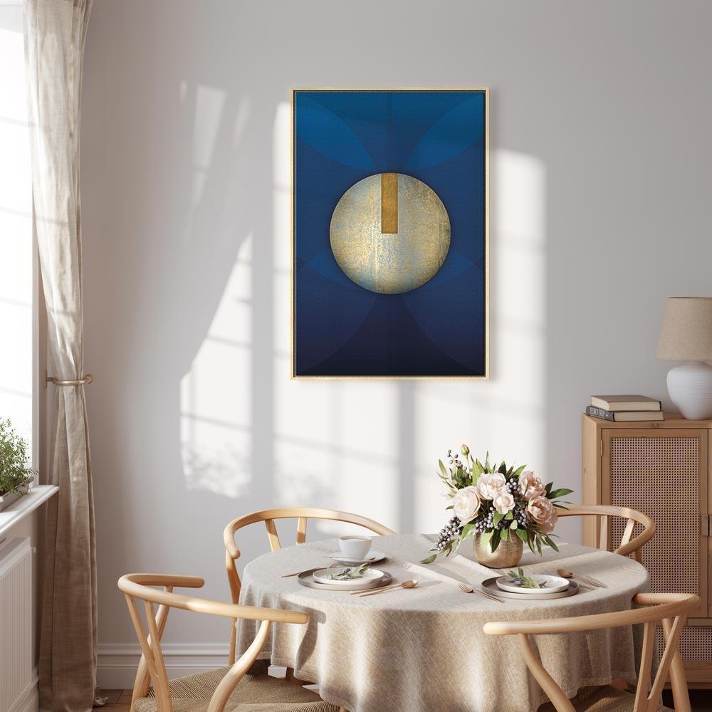 Leinwandbild - In the Shadow of Classic Blue (1-part) - Golden Circle in Abstraction