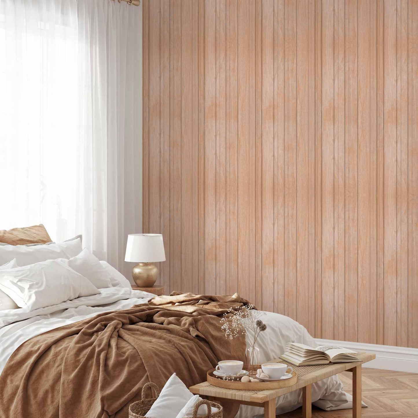 Tapete - Light Wood - Vertical panels in a warm beige shade