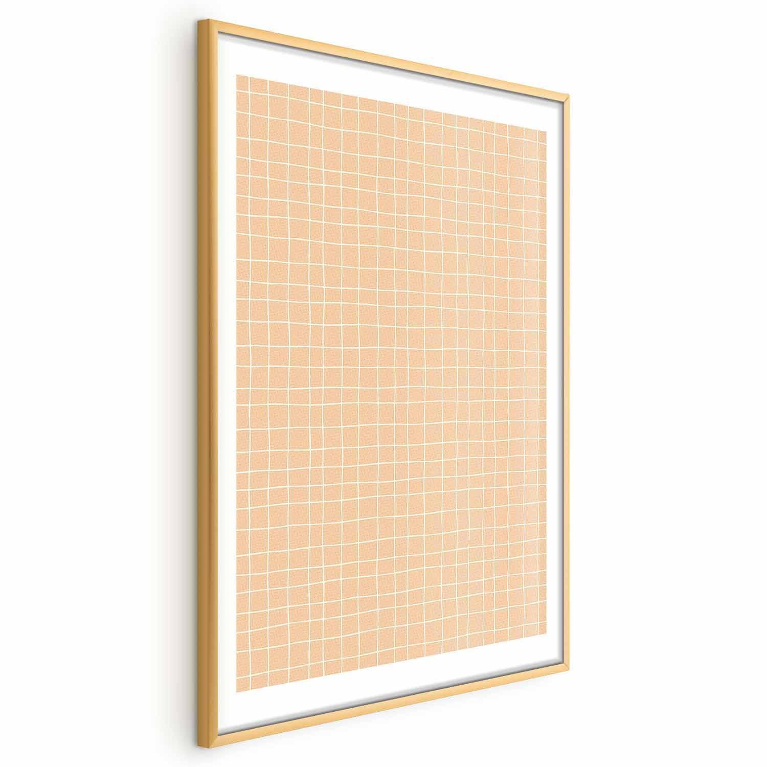 Poster - Lines and Noise - a wavy grid in shades of orange Artgeist