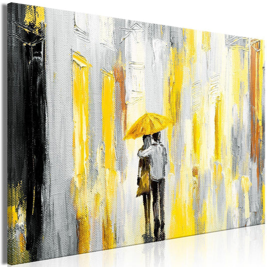 Leinwandbild - Umbrella in Love (1 Part) Wide Yellow Artgeist