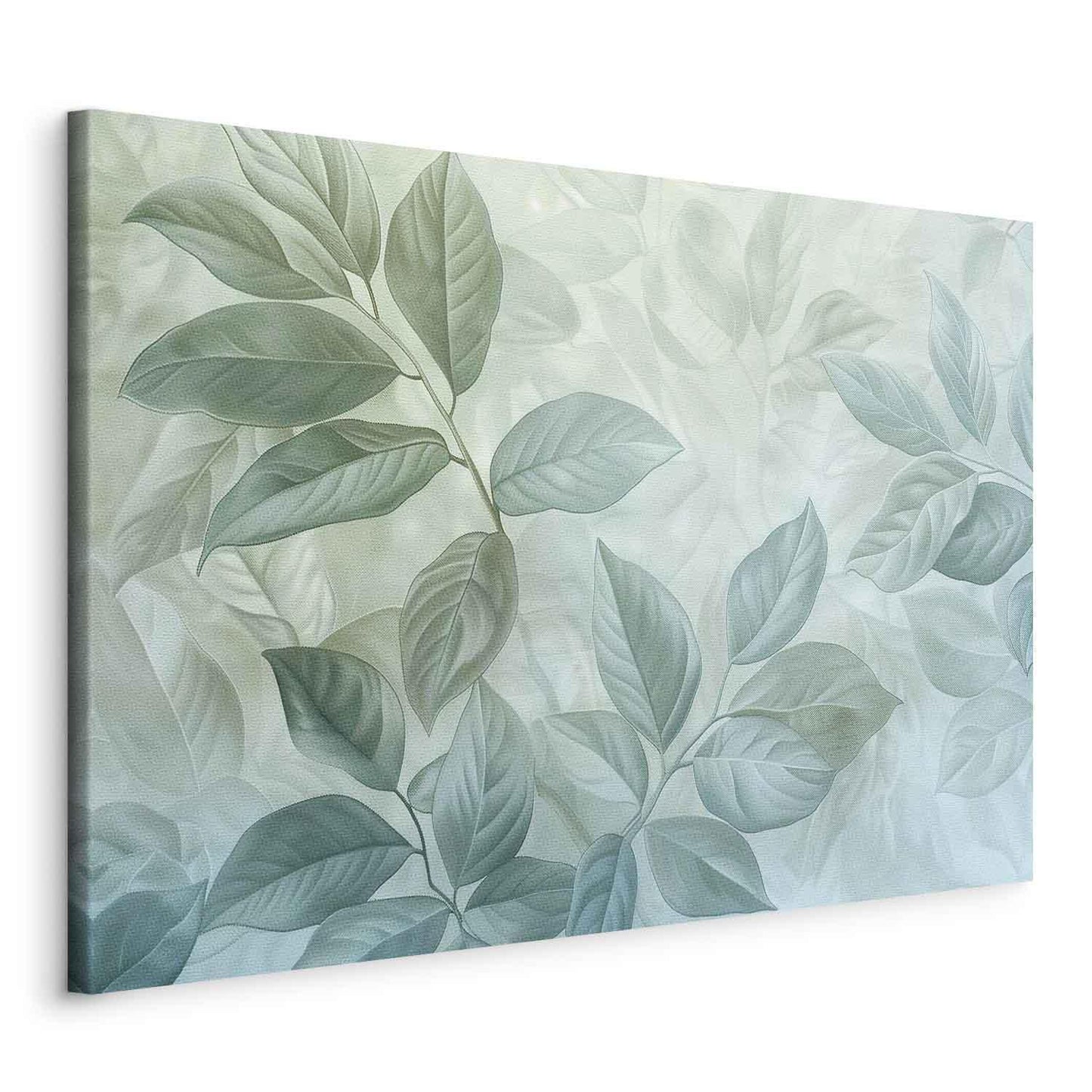 Leinwandbild - Large Leaves in Shades of Green-Mint: Botanical Motif Artgeist