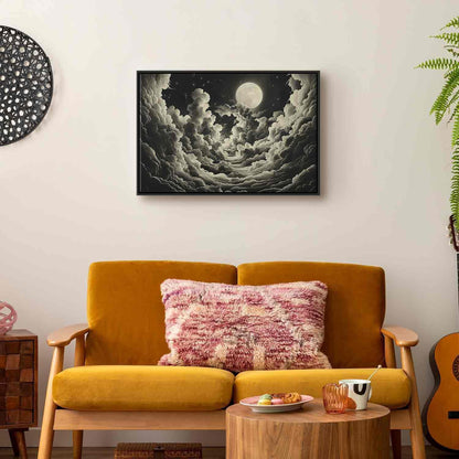 Leinwandbild - Moon and Stars Singing Among the Great Clouds Artgeist