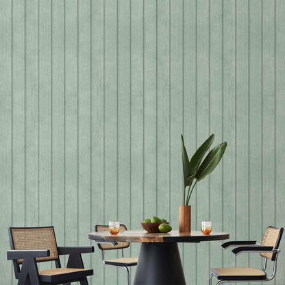 Tapete - Delicate Wood - Vertical stripes in a pastel green shade