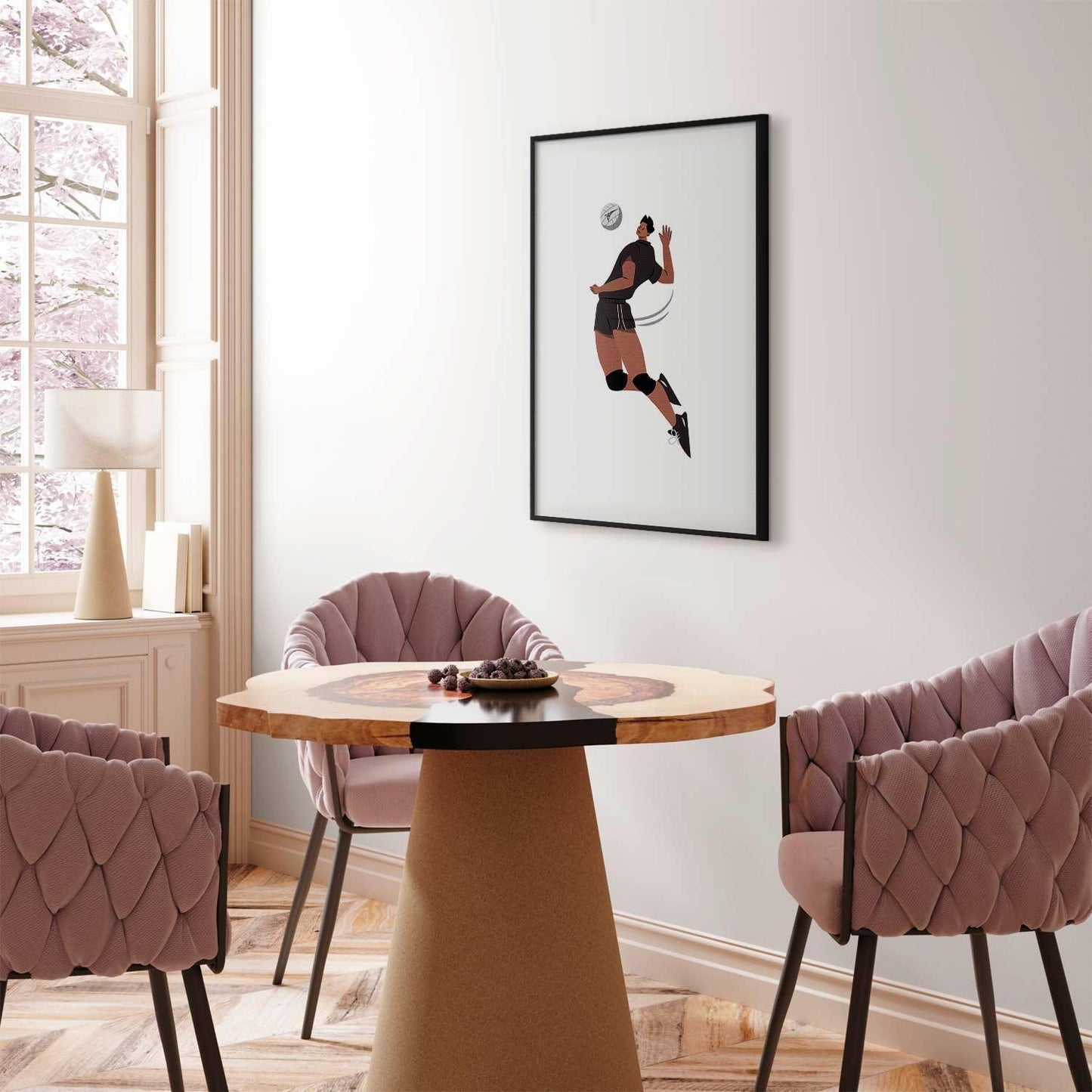 Poster - Volleyball Player on a Light Background - Illustration Artgeist