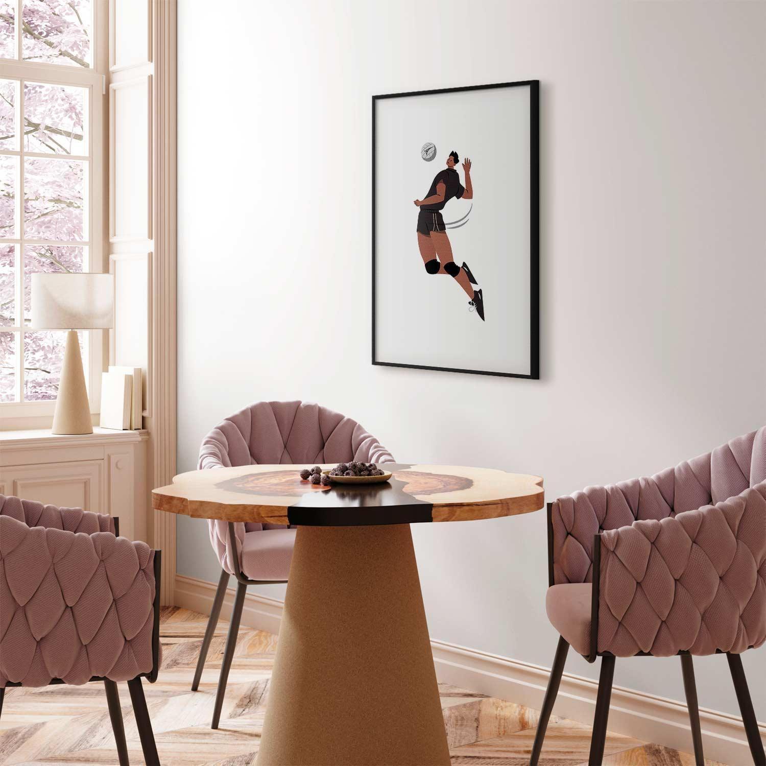 Poster - Volleyball Player on a Light Background - Illustration Artgeist