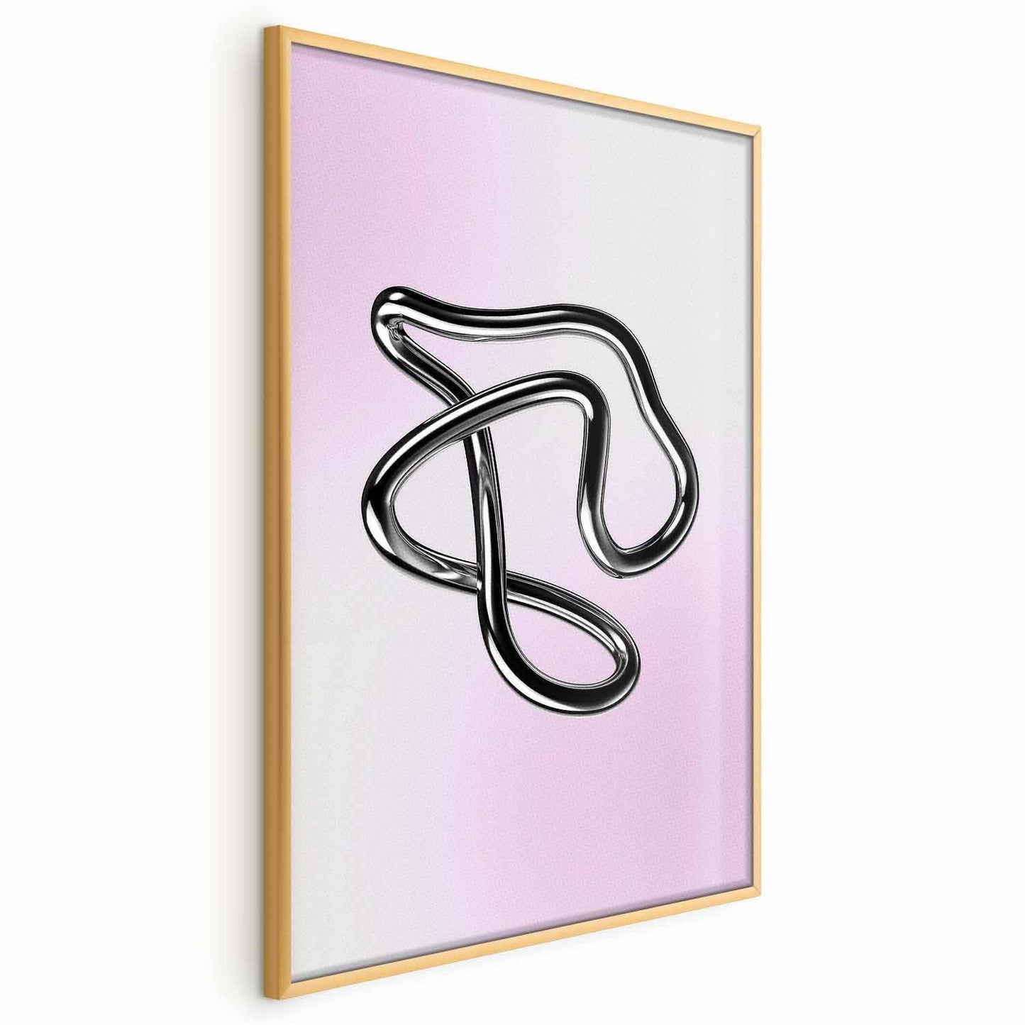 Poster - Silver Intricacies - fluid metallic figure on a gradient background Artgeist