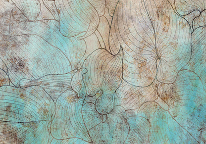Fototapete - Leaves in Blue Artgeist