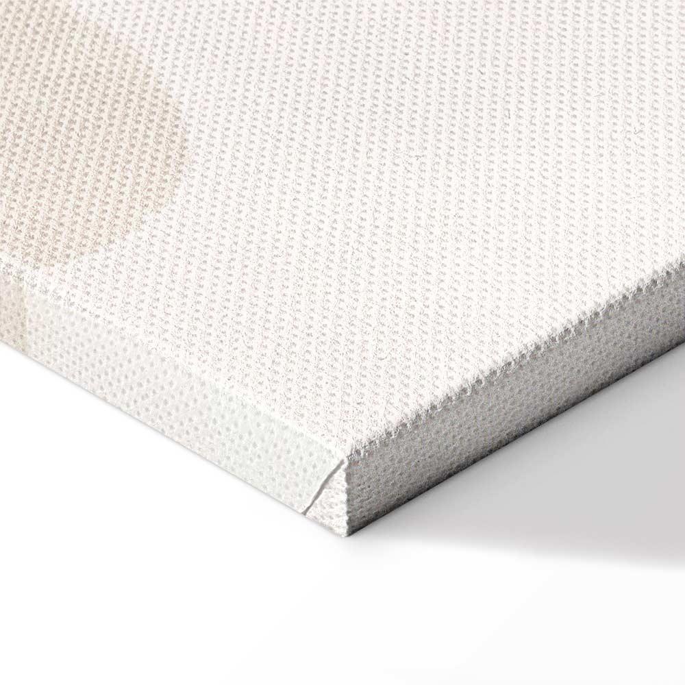 Leinwandbild - Fairy-Tale Moon - Pastel Moon with Balloons Among Colorful Clouds and Stars in Subdued Colors on a Light Background