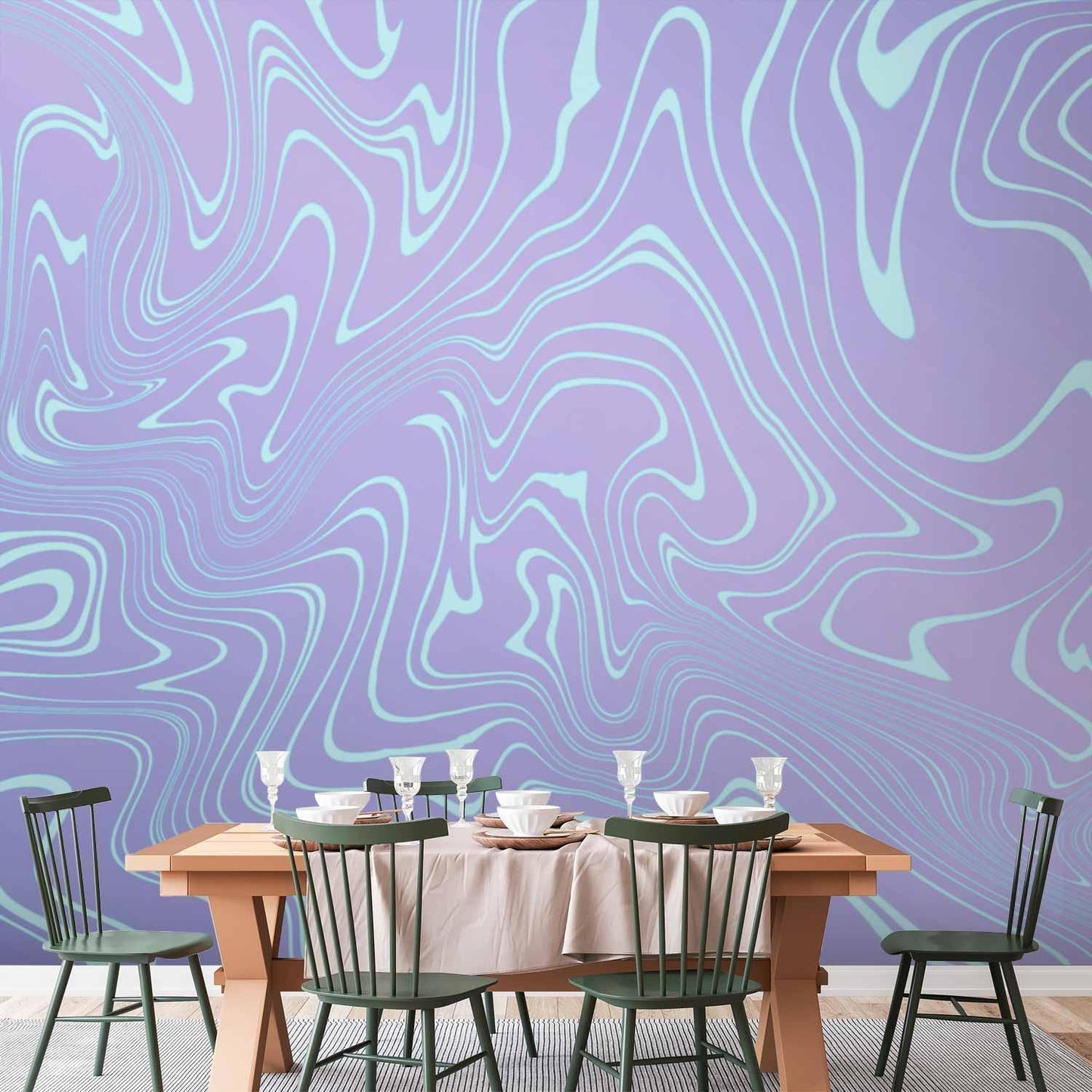 Fototapete - Sea Abstraction - Intriguing Composition of Wavy Shapes in Shades of Blue