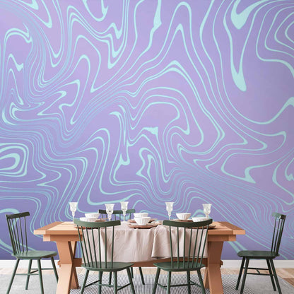 Fototapete - Sea Abstraction - Intriguing Composition of Wavy Shapes in Shades of Blue