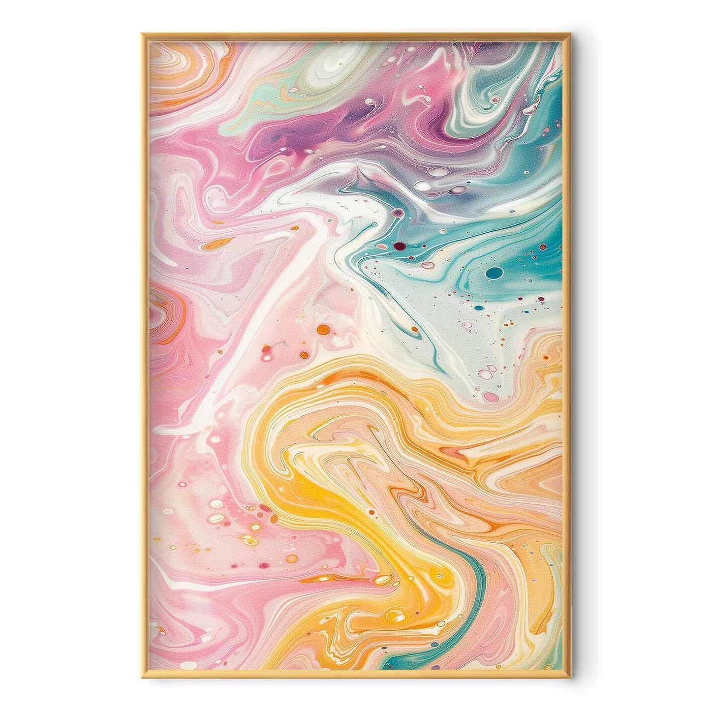 Poster - Colorful Chaos - dynamic shapes in shades of pink, yellow, and blue