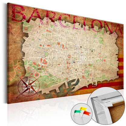 Korkbild - Map of Barcelona Artgeist