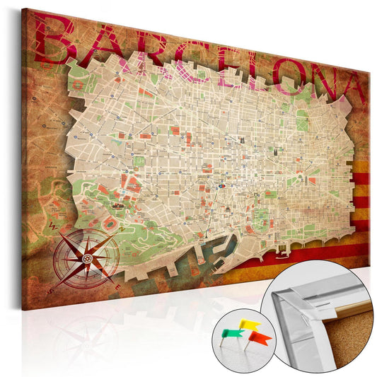 Korkbild - Map of Barcelona Artgeist