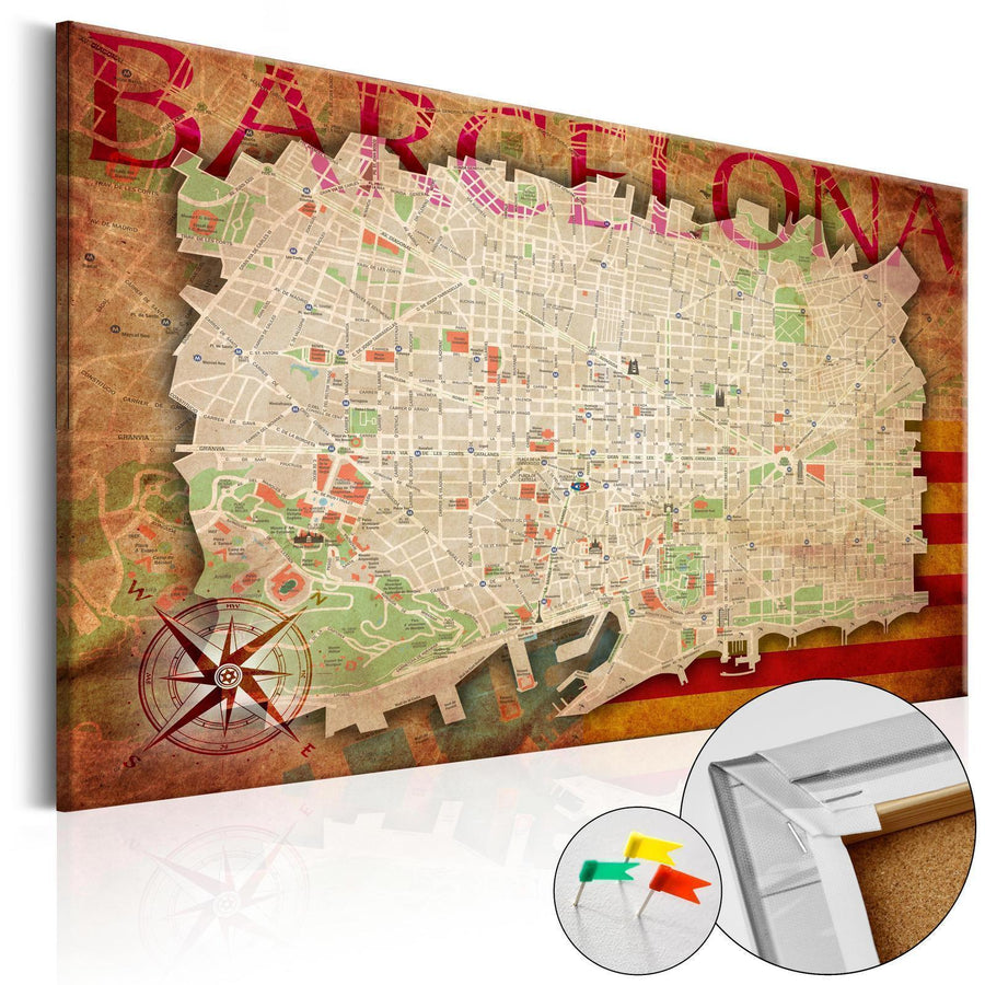 Korkbild - Map of Barcelona Artgeist