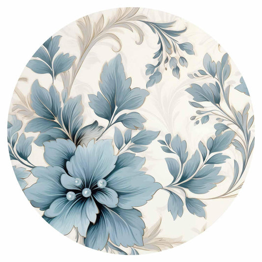 Runde Fototapete - Turquoise ornamental retro flowers