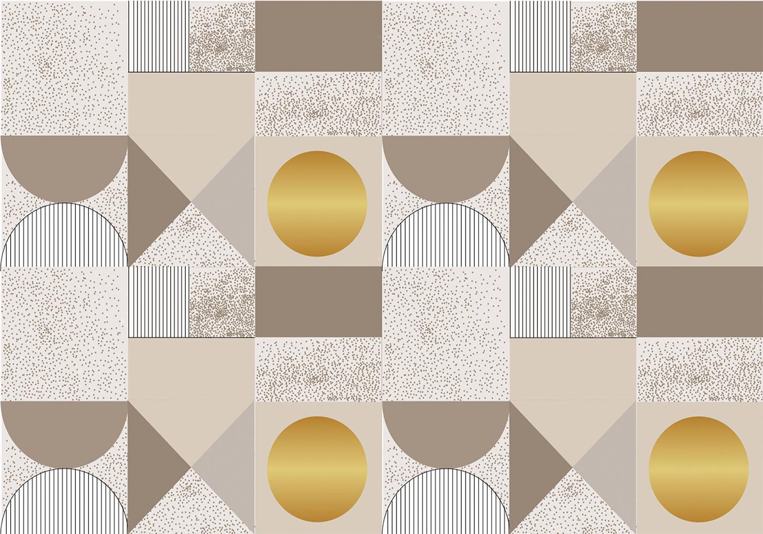 Fototapete - Beige and Gold Geometric Pattern Artgeist