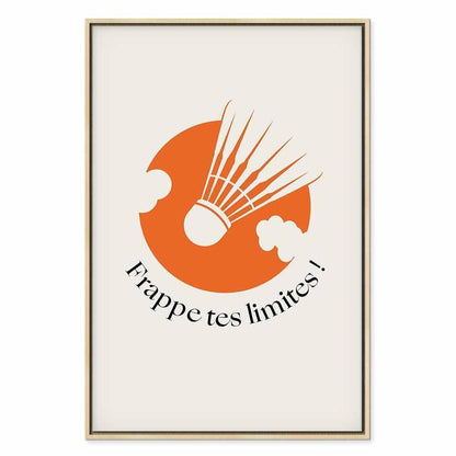 Leinwandbild - Badminton Shuttlecock on an Orange Circle Background