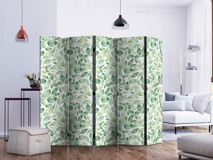 5-teiliger Paravent Natürliche Schönheit als eleganter Raumteiler im Wohnbereich - 225x172cm Trennwand mit beruhigendem Naturmotiv