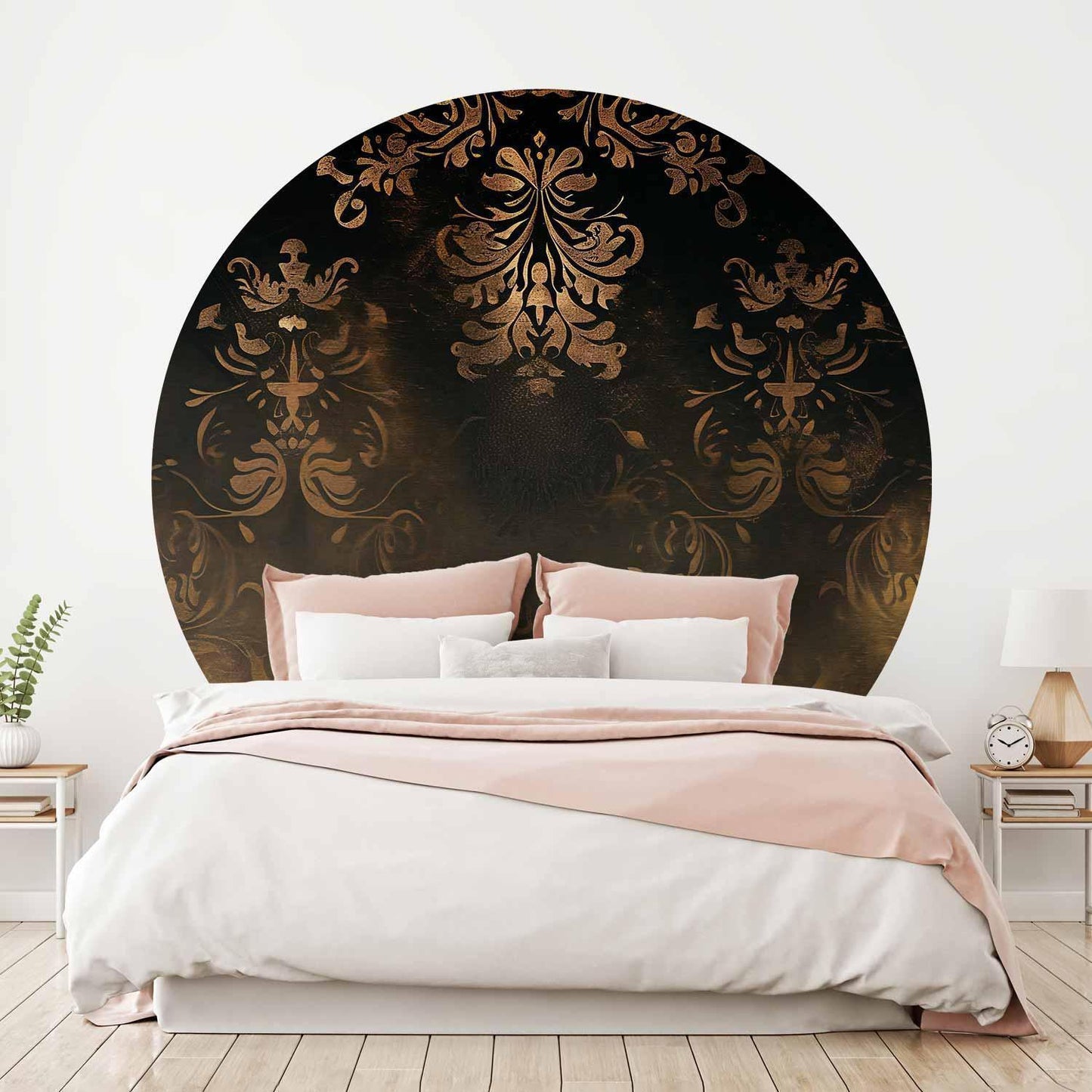 Runde Fototapete - Dark baroque patterns with gold accents