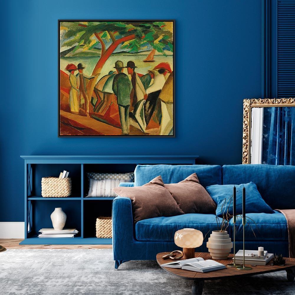 Leinwandbild - August Macke – Spaziergänger am See