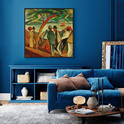 Leinwandbild - August Macke – Spaziergänger am See