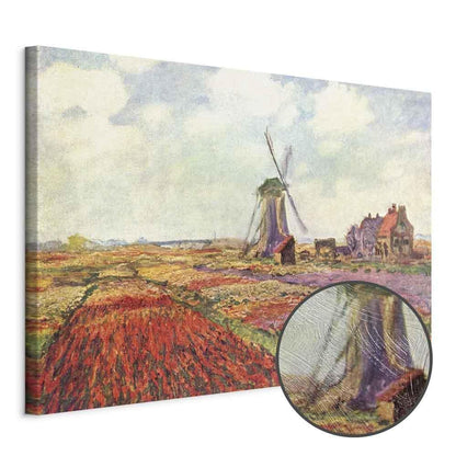 Leinwandbild - Claude Monet – Tulip Fields with Windmill