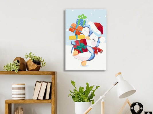 Malen nach Zahlen - Penguin With a Gift