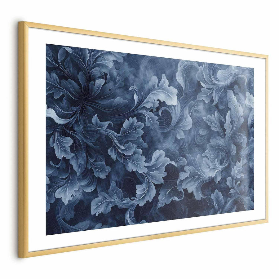Poster - Dense, Dark Blue Abstract Ornaments Artgeist
