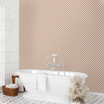 Tapete - Checkerboard Pattern - Brown-White Grid with a Subtle Noise