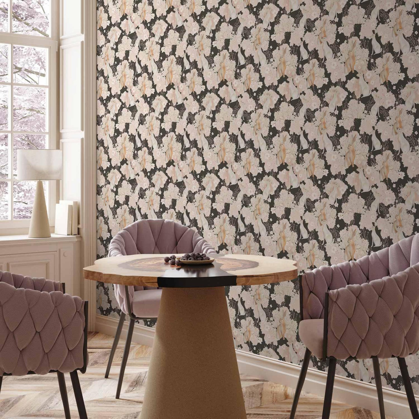 Tapete - White and beige hares