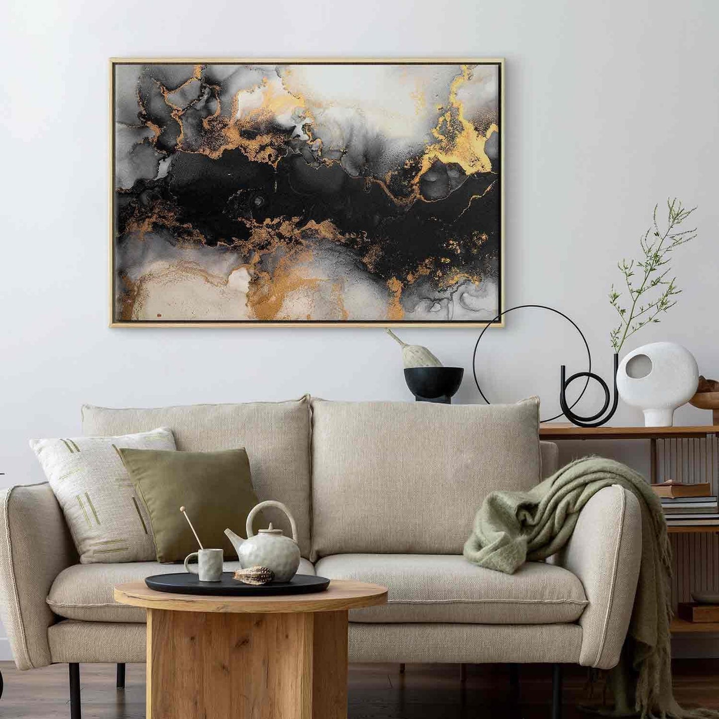 Leinwandbild - Golden explosions – abstract pattern inspired by marble