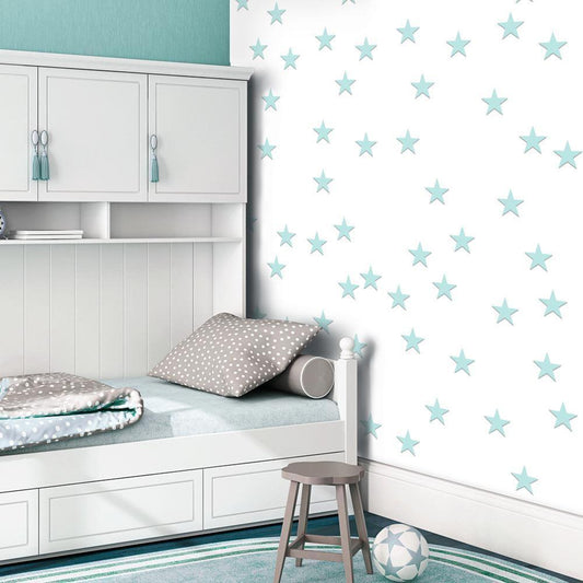 Tapete - Sterne - Aquamarin - Himmlische Eleganz für Ihre Wände