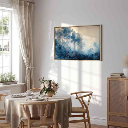 Leinwandbild - Landscape with Trees in Illustrative Style Fairy-Tale Blue Forest