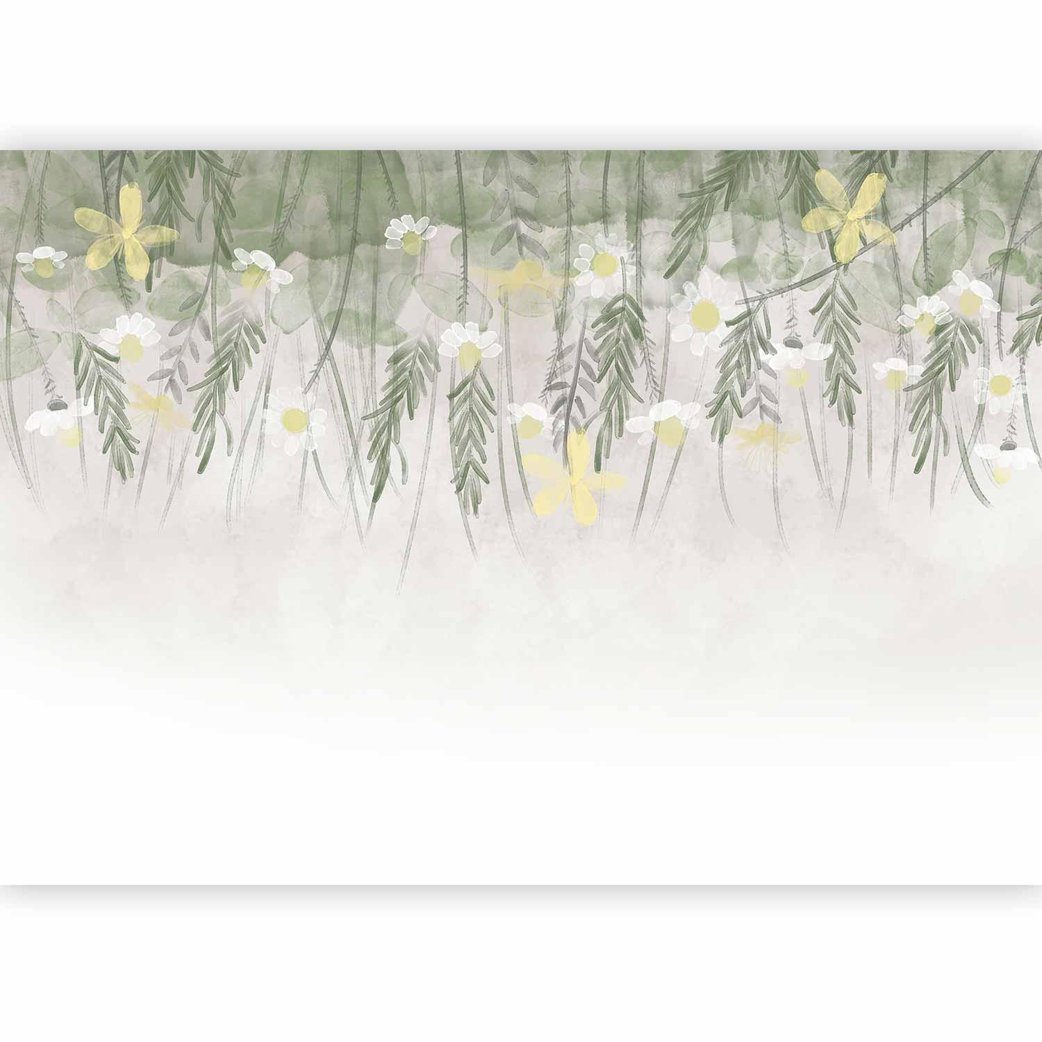 Fototapete - Home herbarium - subtle floral motif with flowers in watercolour style Artgeist