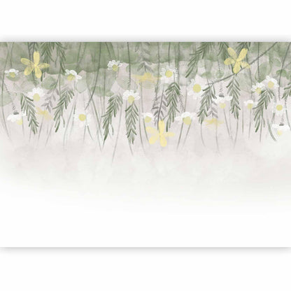 Fototapete - Home herbarium - subtle floral motif with flowers in watercolour style Artgeist