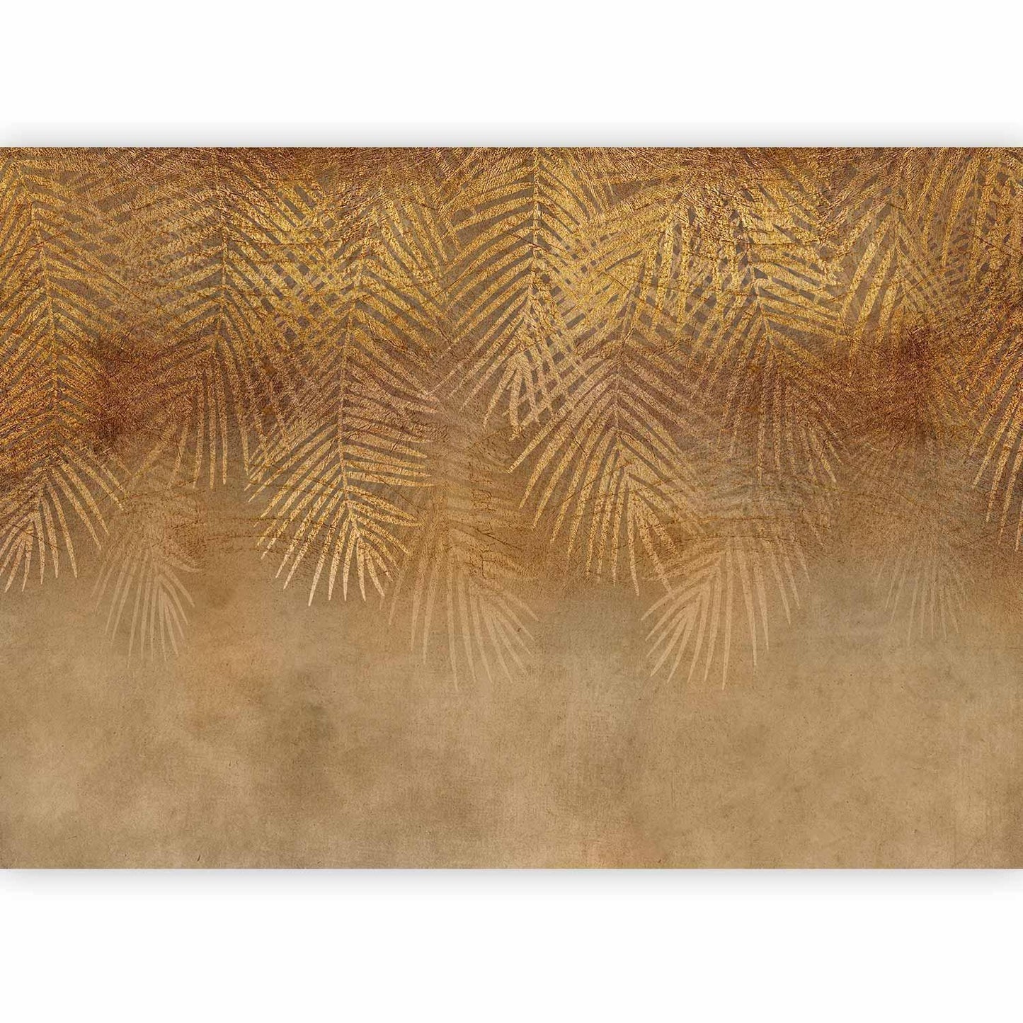 Fototapete - Abstract nature in beige - composition with golden exotic leaves