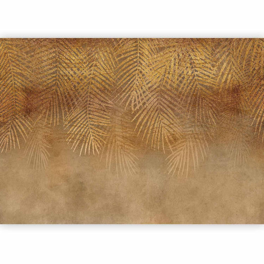 Fototapete - Abstract nature in beige - composition with golden exotic leaves