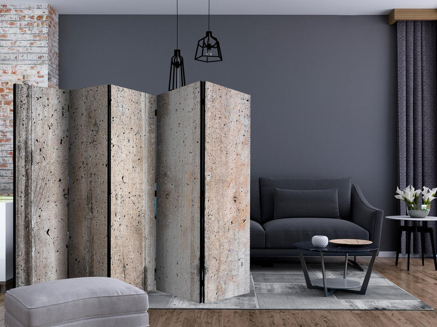 Modern room divider with concrete texture design, 