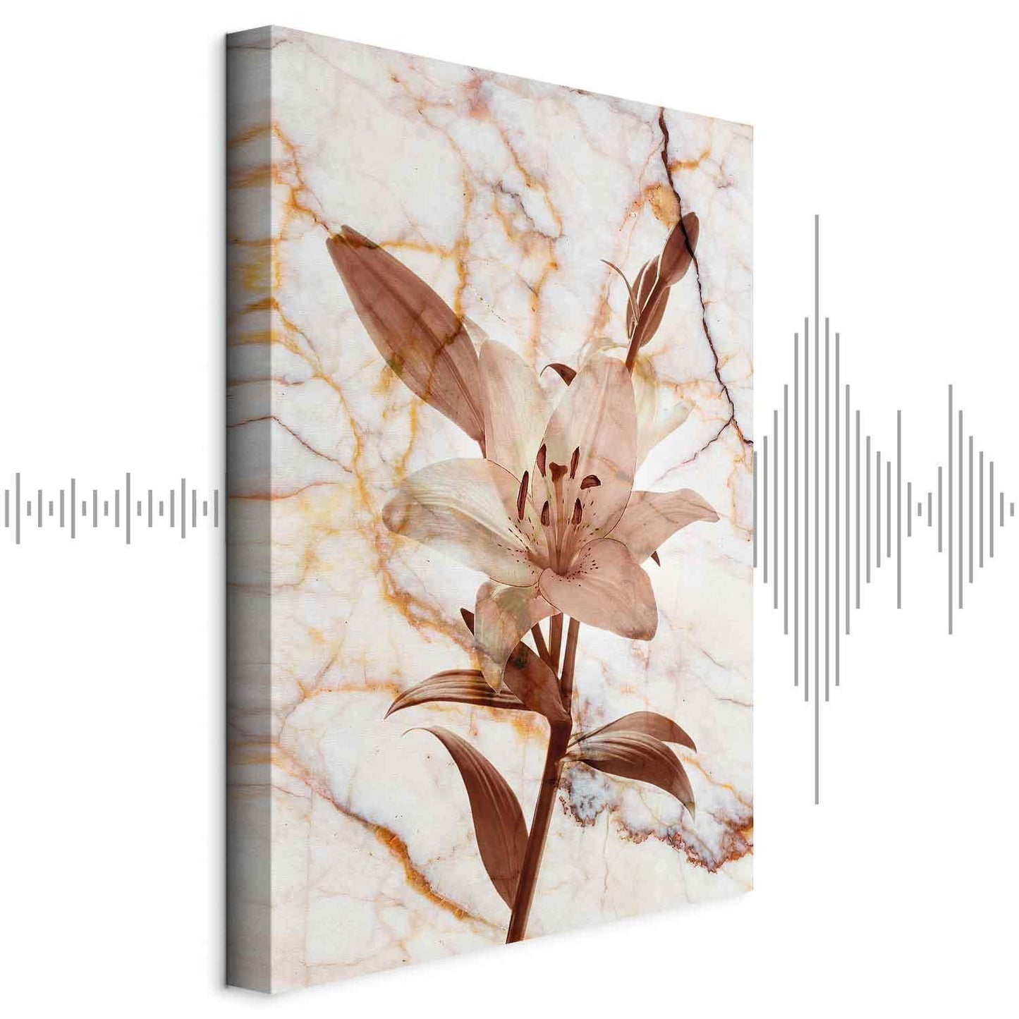 Leinwandbild - Elegance of a Flower (1-part) - Delicate Lily on Marble in Sepia