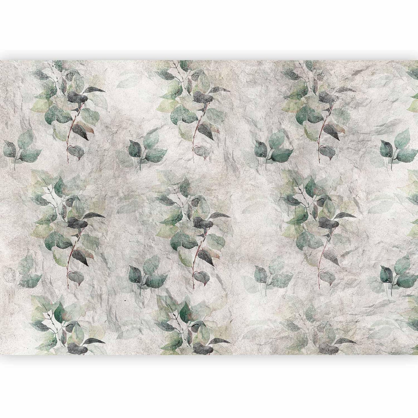 Fototapete - Statue of nature - plant motif with green leaves with grey patterns