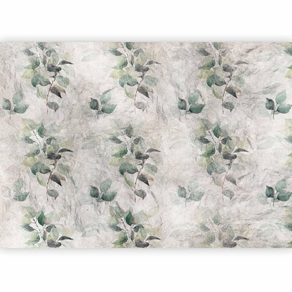 Fototapete - Statue of nature - plant motif with green leaves with grey patterns