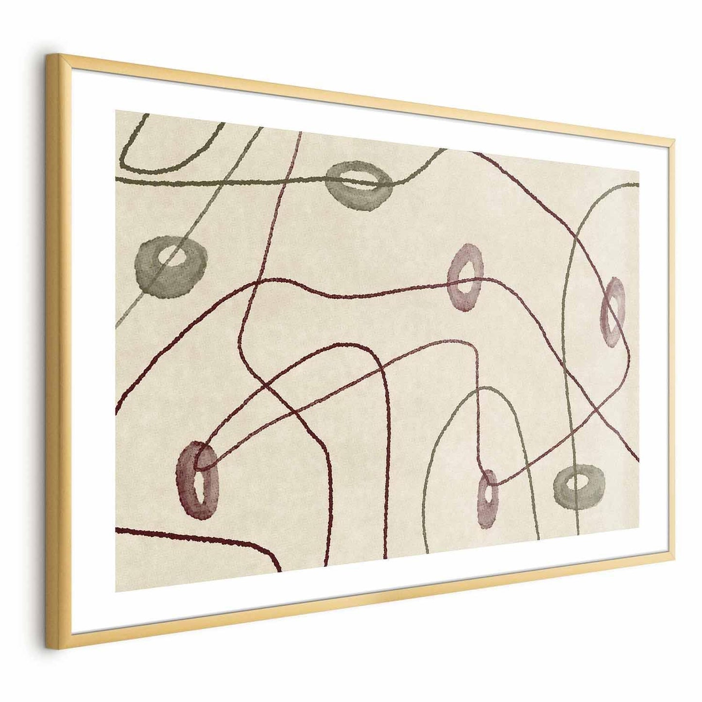 Poster - Lines and Shapes - a bead labyrinth on a pale, worn background