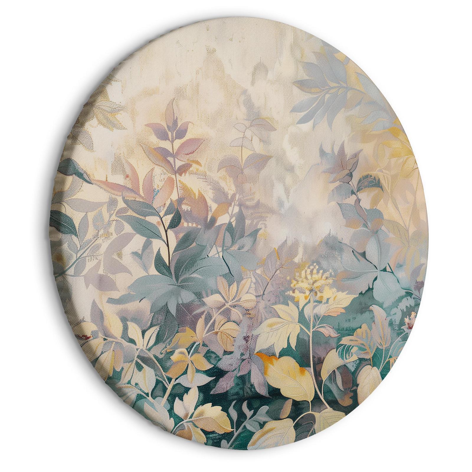 Rundes Bild - Tapestry Pattern with a Meadow and Flowers Kilim with a Spring Motif Artgeist