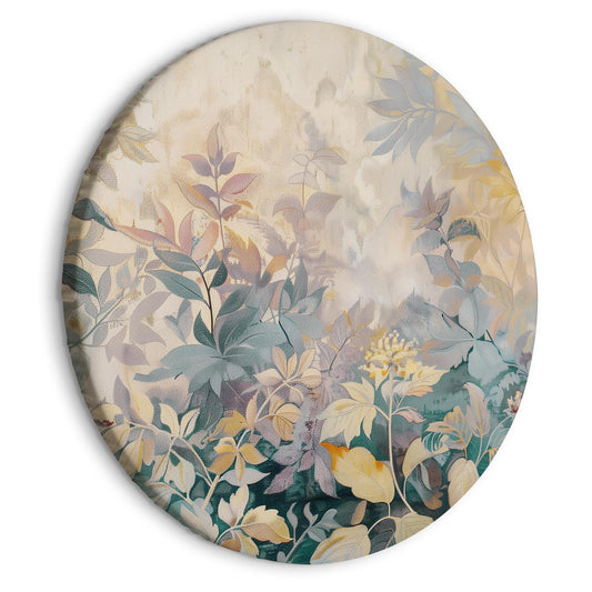 Rundes Bild - Tapestry Pattern with a Meadow and Flowers Kilim with a Spring Motif Artgeist