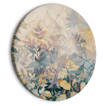 Rundes Bild - Tapestry Pattern with a Meadow and Flowers Kilim with a Spring Motif Artgeist