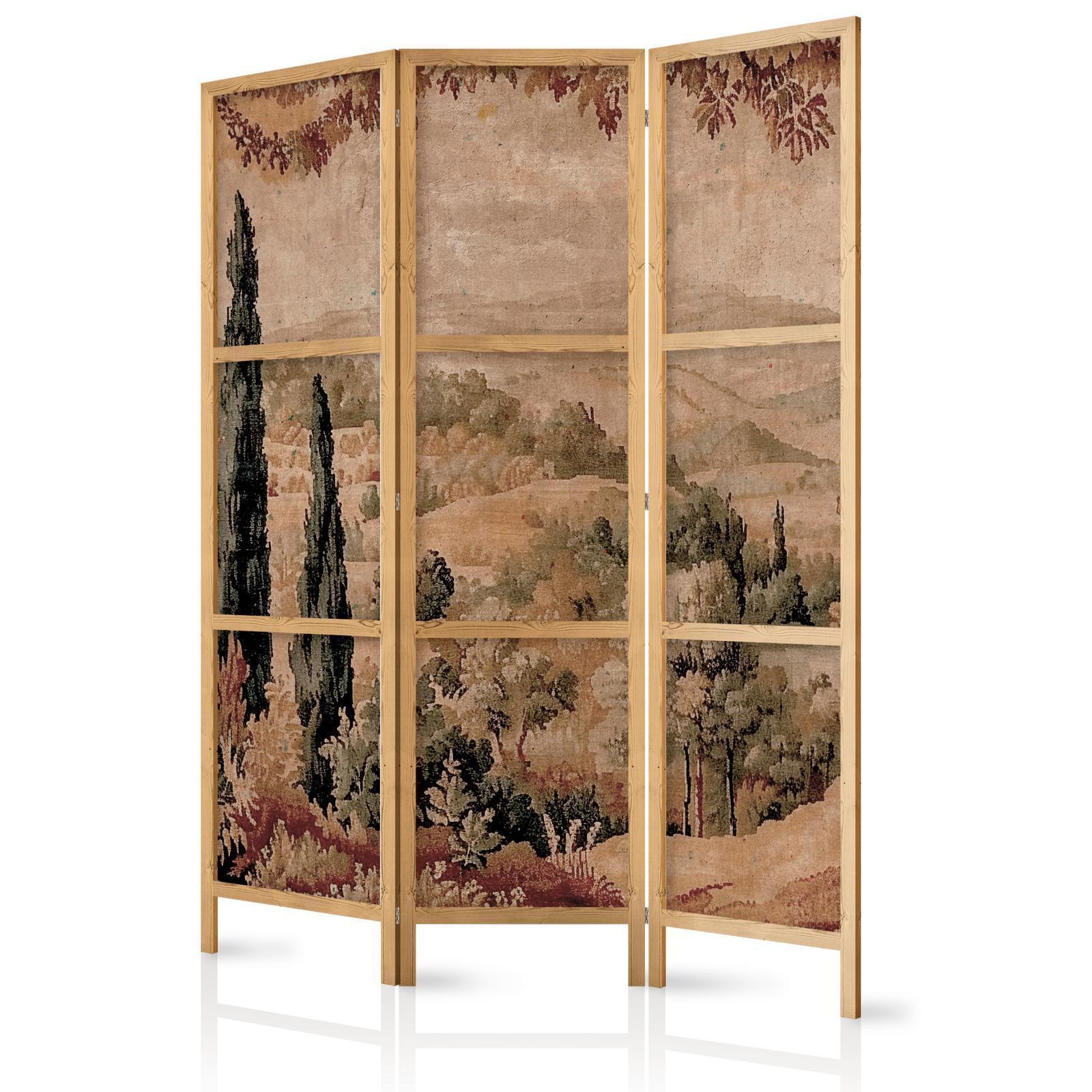 Japanischer Paravent - Landscape with Cypresses - Old Tapestry with Mediterranean Vegetation Artgeist
