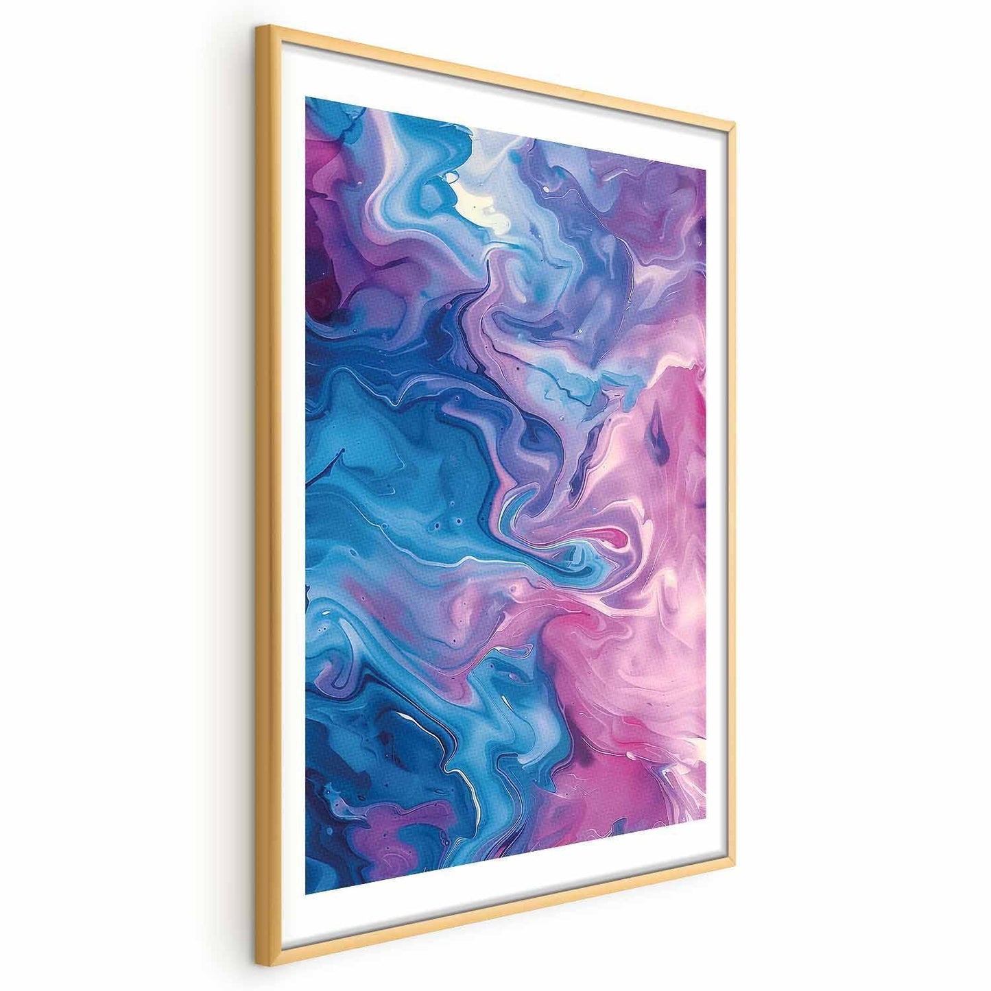 Poster - Night Flows - abstract waves in shades of blue and purple
