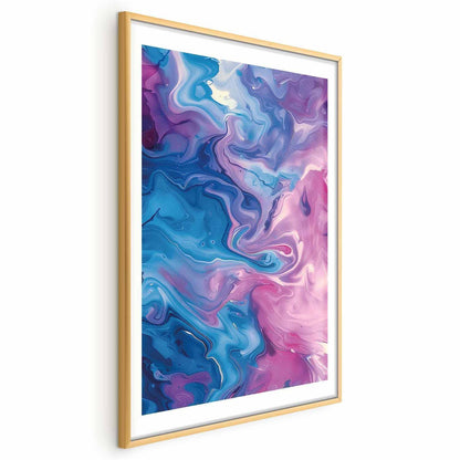 Poster - Night Flows - abstract waves in shades of blue and purple