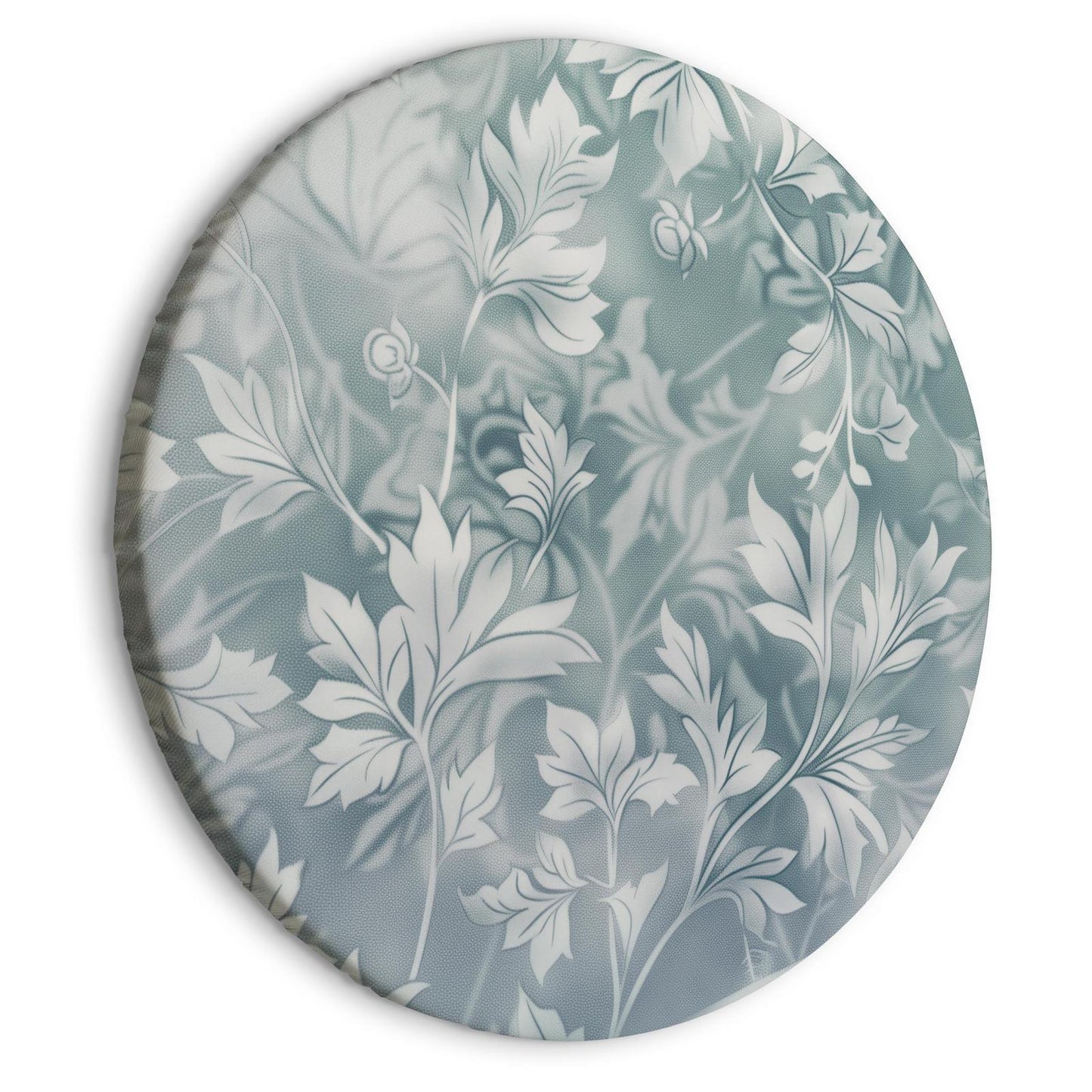 Rundes Bild - Ornaments in Worn Muted Turquoises: Delicate Plant Pattern Artgeist