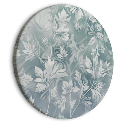 Rundes Bild - Ornaments in Worn Muted Turquoises: Delicate Plant Pattern Artgeist
